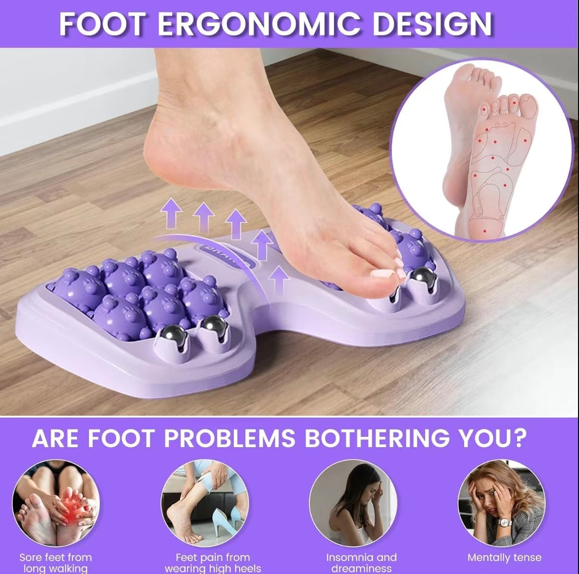 Portable Reflexology Foot Massager with Steel Balls – Deep Tissue Acupressure Roller for Plantar Fasciitis & Heel Pain Relief